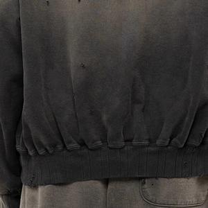 Sudadera con capucha para hombre con cremallera lavada con ácido desteñida al sol bordada con etiqueta tejida de 100% g/m² y felpa francesa pesada 450 algodón con logotipo personalizado - Product Image 5