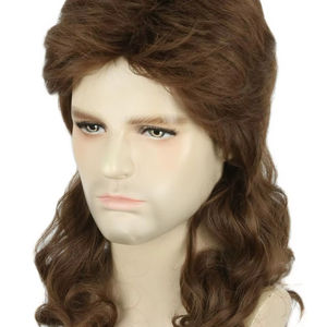 Peluca de los 80 para <span class=keywords><strong>Hombre</strong></span>, Estilo <span class=keywords><strong>Mullet</strong></span>, Larga y Rizada, Rubia/Marrón/Negra, Disfraz de Halloween, 100% Fibra de Alta Temperatura, Sin Pegamento, Transparente - Product Image 2