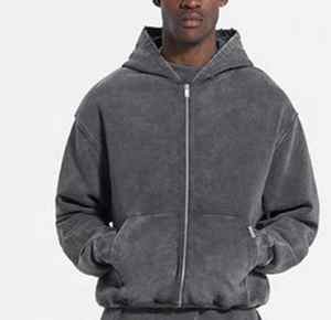 Sweat à capuche imprimé de logo personnalisé en gros sweat à capuche décontracté surdimensionné sweat à la mode à manches longues avec fermeture éclair Hip Hop Street sweat à capuche pour hommes - Product Image 3