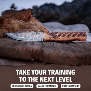 Norse Dragon Seax <b>Knife</b> Damascus Steel Burnt Steel Handle Hand <b>Crafted</b> Welted Leather Sheath - Product Image 3