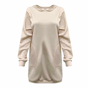 Vente en gros de pulls à capuche d'hiver pour femmes avec poches longues sweat à capuche décontracté long sweat à capuche ample solide grande taille pullover à capuche - Product Image 6