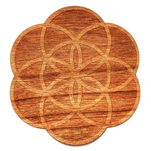 ชุดจานรองแก้วชาไม้สีธรรมชาติลายชนเผ่า รูปทรงสี่เหลี่ยม ขนาด 10x10x0.5 ซม. จำนวน 4 ชิ้น - Product Image 2