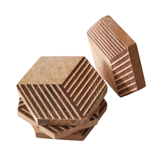 Natural Acacia Wood Coasters Hexagonal Personalized Acacia Wood Material <b>Table</b> <b>Mats</b> & Pads Decorative Coaster - Product Image 1