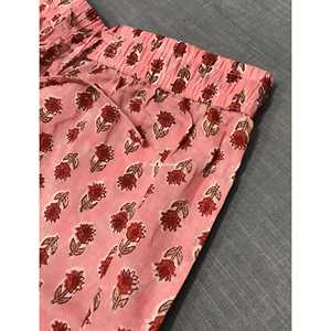 กางเกงขาสั้นผ้าฝ้ายพิมพ์ลายบล็อก 100% ขนาดเล็ก ระบายอากาศได้ดี เอวกลาง พร้อมลายตกแต่ง - Product Image 1