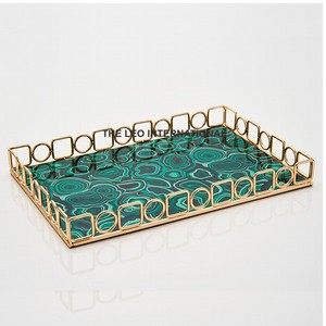 Trending Gold Color Plated Design Metal Creative Serving <b>Tray</b> Stylish Drink and <b>Snack</b> <b>Tray</b> with Decorative Purpose - Product Image 1