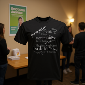 Camiseta de Concientización sobre la Violencia Doméstica con Signos de Abuso Emocional y Verbal para Campañas Promocionales - Product Image 2