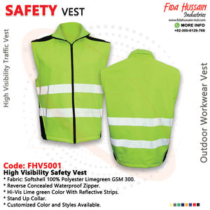 Chaleco de seguridad de alta calidad en Softshell 100% poliéster Limegreen GSM 300 con tiras reflectantes ropa de seguridad de tráfico para hombres - Product Image 6