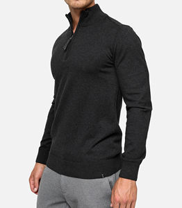 Sudadera holgada con cremallera para hombre, mezcla de algodón, cuello redondo sólido, sudaderas informales, ropa ajustada, producto de tendencia, 2025 - Product Image 2