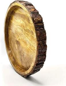 Mangue en bois servant forme ronde rustique majordome plateaux décoratif ferme pouf bougeoir décor à la maison pour porte-café - Product Image 5