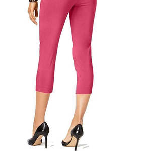 Pantaloni Capri Rosa da Donna Alfani a Vita Alta, Effetto Contenitivo, Senza Cuciture, in Velluto a Coste, Stile Matita, Taglia 14 Petite - Product Image 3