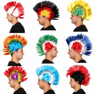 Perruque Mohawk arc-en-ciel à pointes style Punk Rock, cheveux synthétiques pour Halloween, cosplay, fans de football - Product Image 2