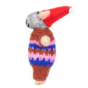 Poupée de Noël en feutre de laine faite à la main avec un chapeau de Père Noël, figurine d'agneau festive, décoration de Noël - Product Image 4