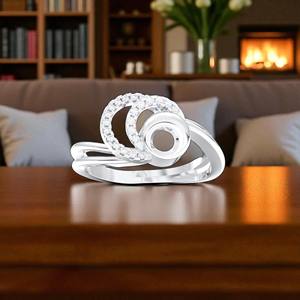 Juego de puntas de anillo de diamante de corte redondo de moissanita de lujo moderno de 0,12 quilates en platino para ella - Product Image 2