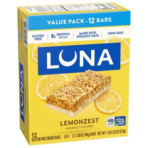 LUNA <b>Bar</b> - LemonZest Flavor - Gluten Free <b>Snack</b> <b>Bars</b> Value Pack (12 Pack) - Product Image 1