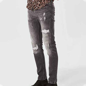 Pantalones de mezclilla rectos rasgados descoloridos de alta calidad, ropa de calle, pantalones vaqueros desgastados lavados a la moda para hombres hechos en Pakistán, servicio OEM - Product Image 4