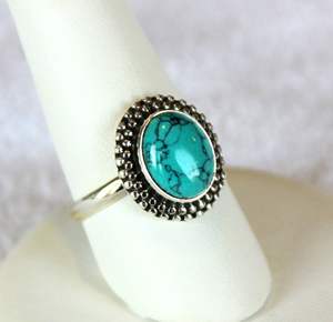 Anillo de Turquesa de Primera Calidad Rudra Gems, Joyería de Moda para Mujer, Regalo Personalizado para Fiestas, Plata 925 con Engaste de Bisel, Tercera Categoría - Product Image 5