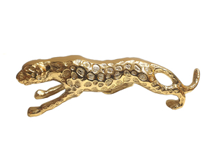 Petite sculpture Jaguarr en fonte d'aluminium de haute qualité plaquée or sur mesure décorative pour la maison et la table - Product Image 6