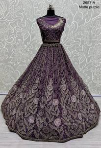 Tenue de soirée Lehenga Choli avec fleurs fantaisie multi-fils - Product Image 5