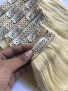 100% vierge de temple indien brut non transformé 18 ''blonde droite 7 ensemble Clip dans les extensions humaines cuticule alignée fournisseur en gros - Product Image 3