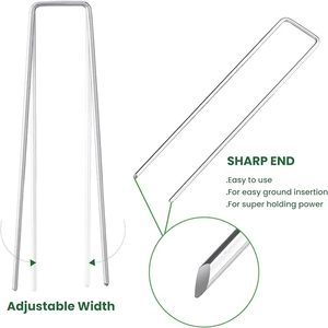 Heavy Duty Galvanized Steel Garden Stakes Staples Securing Pegs for Securing Weed Fabric Landscape Fabric Netting <b>Ground</b> <b>Sheets</b> - Product Image 3
