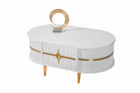 Table basse Dosin moderne de luxe en panneaux de bois blancs réglables pour salon, salle de bain et salle à manger, modèle DS2423