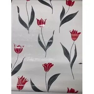Collins & Aikman Papel tapiz de tulipán rojo en relieve Doble rollo Vintage 33Í LOTE de 10 fondos de pantalla Peel & Stick - Product Image 1