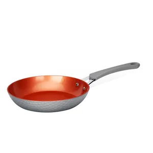 Vente chaude oeuf/chef poêle à frire haute qualité en cuivre et acier inoxydable poêle à frire forme ronde avec poignée cuisson - Product Image 3