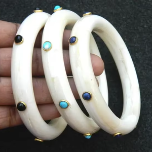 กำไลข้อมือควายวัวสำหรับผู้หญิงกำไลข้อมืองานแต่งงานแบบโรแมนติกทำมือปรับสีได้ตามต้องการ - Product Image 1