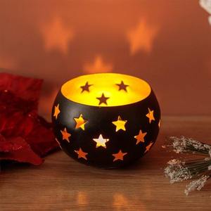 Porte-bougie décoratif en métal en forme d'étoile, noir et or, pour bougie chauffe-plat, pour l'ambiance de la maison, les fêtes et la décoration d'événements - Product Image 4