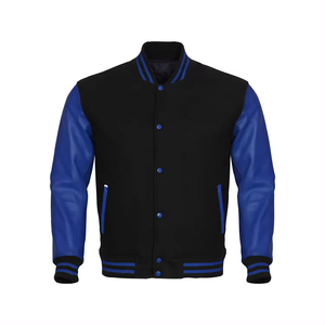 Chaquetas universitarias unisex de talla grande para hombre, chaqueta de béisbol de lana personalizada con mangas de cuero, tela de lona, fabricantes al por mayor - Product Image 1