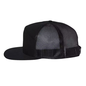 Sombrero de camionero de 7 paneles de color sólido con logotipo personalizado, sombrero de ala plana, Snapback, malla transpirable, hebilla ajustable de una sola fila, promociones al por mayor - Product Image 5