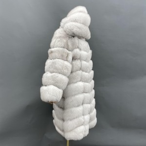 Sang Trọng Của Phụ Nữ Dài Dài Len Thuần Chay Áo Khoác Lông Thú Với Mui Xe Phong Cách Thanh Lịch Mùa Đông Mặc 100% Chất Lượng Cao Cấp Cộng Với Kích Thước - Product Image 2