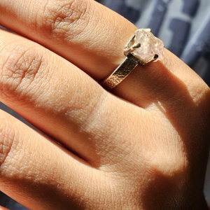 Hammer Oxidized Citrine Rough Gemstone Claw Setting <b>Silver</b> <b>Ring</b> for Wedding Party & Anniversary Gift - Product Image 3