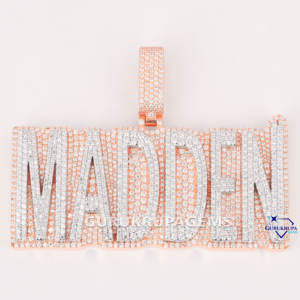 New Arrival Luxury 925 Sterling Silver Lab Grown Pendant Custom Name Design VVS Clarity Hip Hop Style Diamond Jewelry - Product Image 1