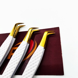 Pince à cils professionnelle en acier inoxydable écologique forte adhérence et fibre lisse avec pointe pointue en boîte - Product Image 2