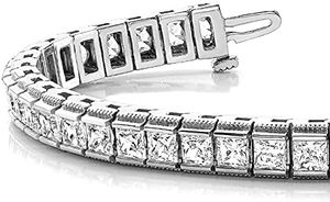 Bracelet en moissanite de 2mm, coupe princesse, bracelet de tennis en argent sterling 925 pour cadeau d'anniversaire - Product Image 4