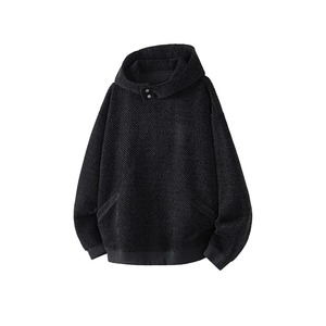 เสื้อสเวตเตอร์ถักมีฮู้ดสไตล์เกาหลีสำหรับผู้ชายเสื้อกันหนาวแบบสวมหัวทรงโอเวอร์ไซส์ลำลองให้ความอบอุ่นมีสไตล์สีทึบ - Product Image 6