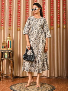 Approvisionnement en gros Robe midi confortable et élégante en coton, ajustée et évasée pour les sorties d'été, disponible au prix d'exportation - Product Image 6