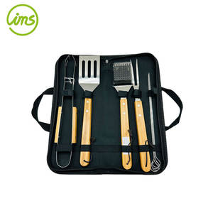 Ensemble d'outils de barbecue 9 pièces avec sac de transport pour le Camping - Product Image 1