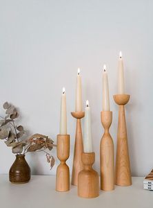 Candelabro de Madera y Latón de Estilo Nórdico Minimalista, Bandeja de Metal Dorado Hecha a Mano, Centro de Mesa para Decoración del Hogar y Bodas - Product Image 4