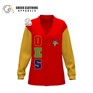 Custom Manufacturer Order Of Easter Star <b>Women</b> Classical Sorority V-Neck Cardigan OES Cardigan Stripe Knitted Sweater <b>Top</b> - Product Image 3
