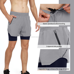 กางเกงวิ่งขาสั้นผู้ชายพิมพ์ลายด้านหน้า เอวสูง ซิปหน้า เหมาะสำหรับกีฬาฤดูร้อน ฟิตเนส โยคะ จ็อกกิ้ง ระบายอากาศได้ดี ใช้สำหรับปั่นจักรยาน - Product Image 4