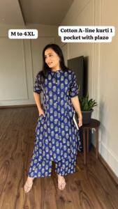 Pantalon de costume décontracté imprimé élégant pour femmes personnalisées pantalon Kurti ethnique indien pantalon coton bureau vacances porter en gros cordon ensemble - Product Image 4