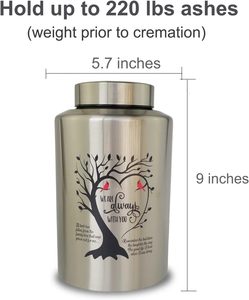 220 Lbs <b>Large</b> <b>Urns</b> for Adult Male Female Ashes Decorative Cremation <b>Urn</b> for Human Ashes Always with You Silver Custom Size - Product Image 3