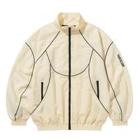 Veste de survêtement vintage en nylon zippée coupe-vent pour homme, personnalisable, color block, légère, chaude, pour le football et le sport, col montant, logo frontal