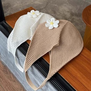 Bolso Tote de Ganchillo de Poliéster con Diseño Floral, Estilo Bohemio, Abierto, para Playa, Verano, Compras, Venta al Por Mayor - Product Image 4