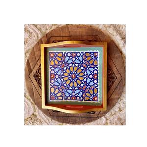 Plateau de service indien de luxe, coloré, personnalisable, moderne, durable, non toxique, écologique, en bois d'acacia, peint à la main avec des motifs exquis - Product Image 4