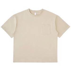 Camiseta holgada con bolsillo básico unisex, camisetas formales de punto de algodón sólido para hombre, ropa de calle informal de gran tamaño, camiseta con logotipo personalizado y bolsillo - Product Image 3