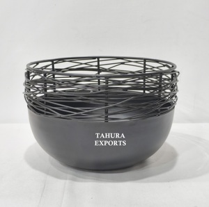 Cesta de fruta decorativa con soporte de fruta adornado elegante artístico duradero elegante aspecto de hierro moderno refinado y resistente - Product Image 3