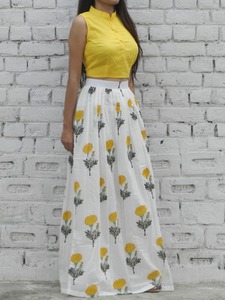 Yellow Mogra Twin Set Indian Fashion Styling Quality <b>Kurti</b> and Pants From Indian Manufacturer - Product Image 5